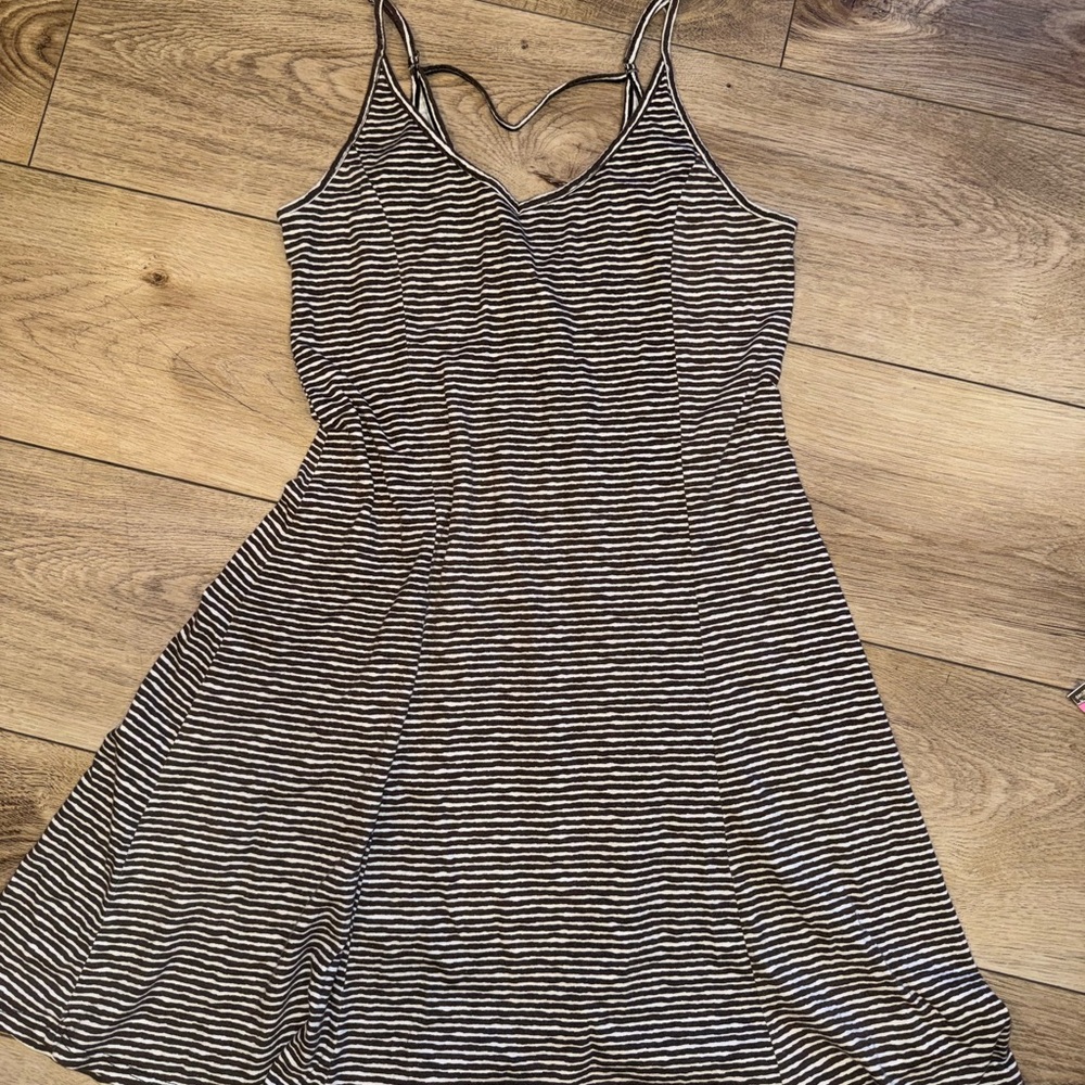 Billabong Brown and White Striped Mini Dress